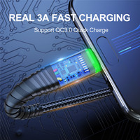 USLION oświetlenie LED kabel Micro USB Transfer danych 3A szybka ładowarka przewód do Samsung Xiaomi Android Micro USB kabel telefoniczny 6
